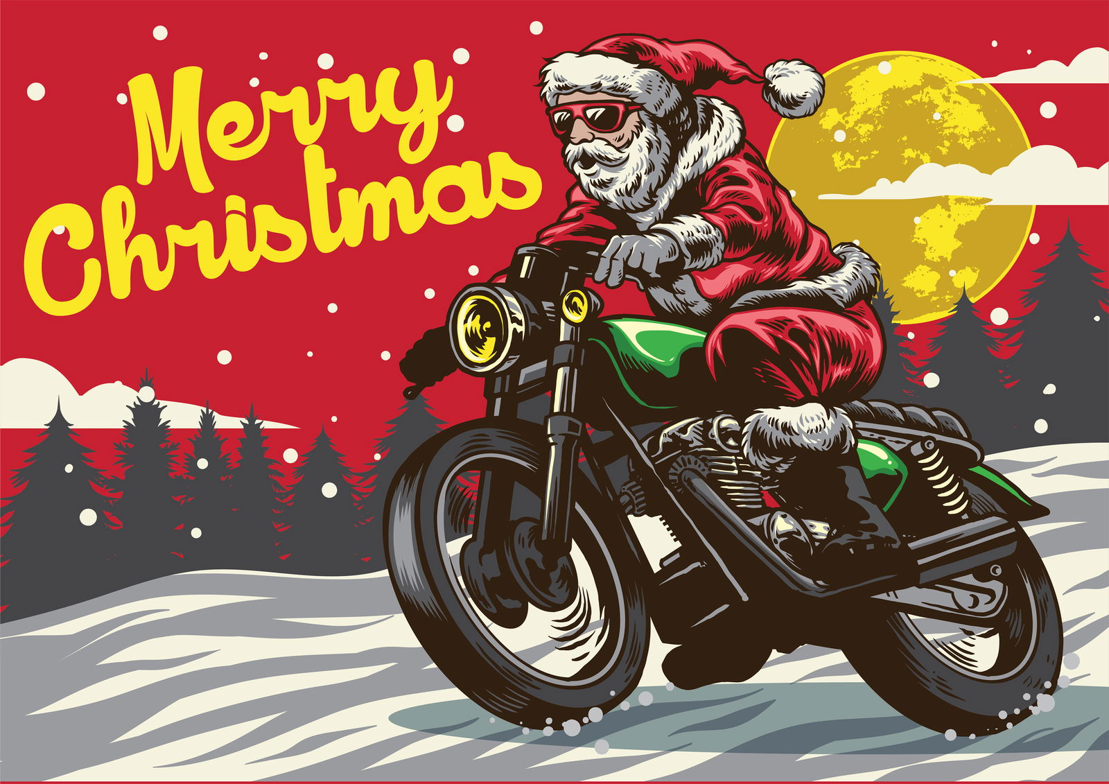 rockiger Weihnachtsmann auf Motorrad