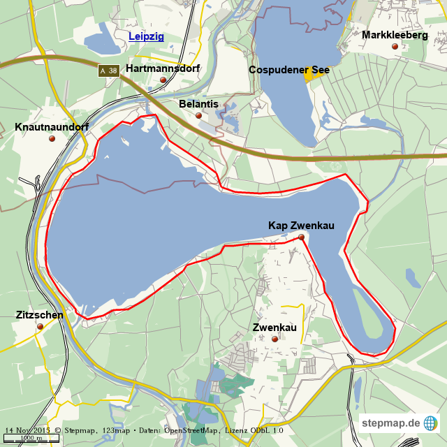 Radtour Strecke Zwenkauer See